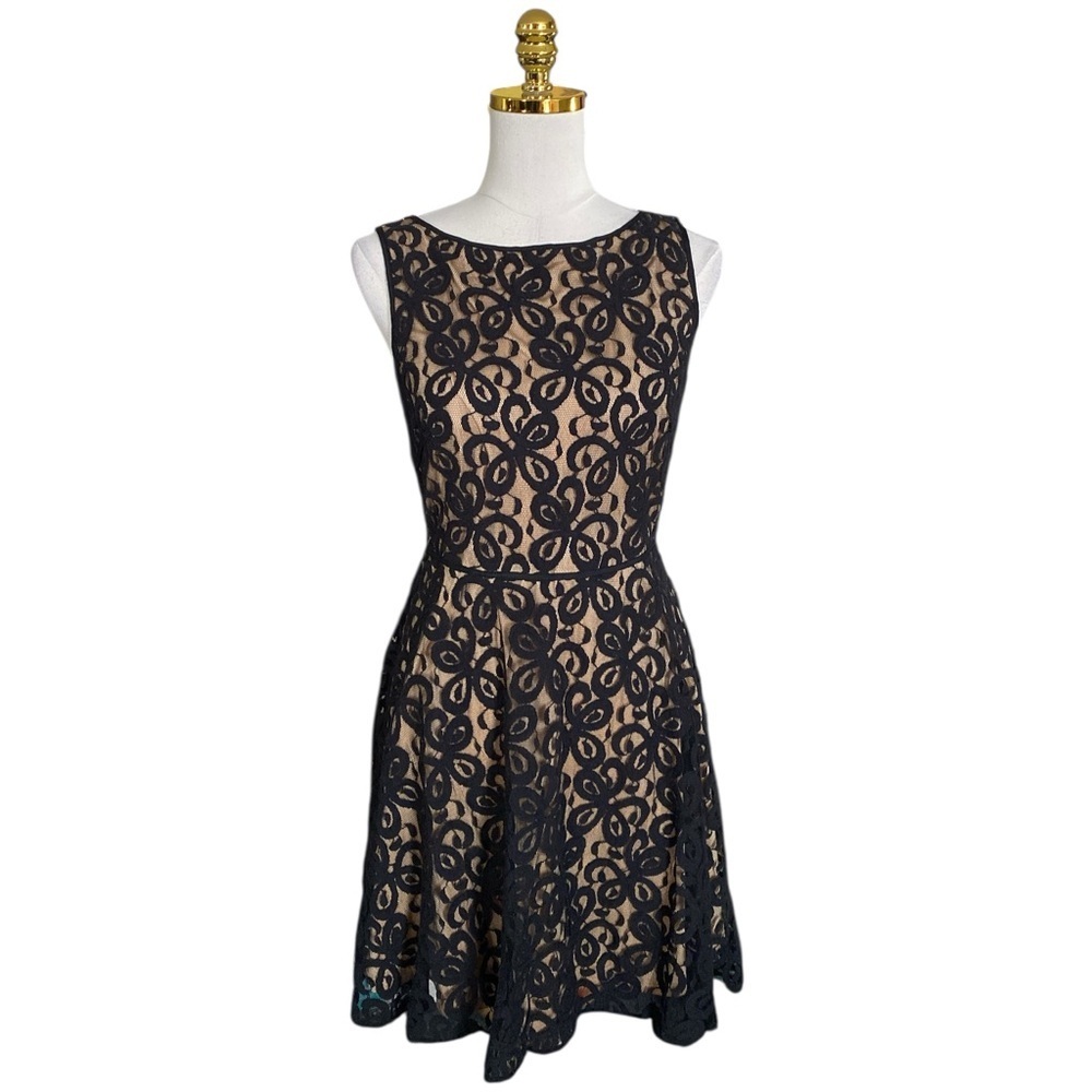 Max Studio Y2K Black Lace Overlay Sleeveless Fit & Flare Cocktail Dress Size 4